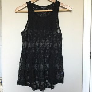 Express Black Lace Sleeveless Tunic